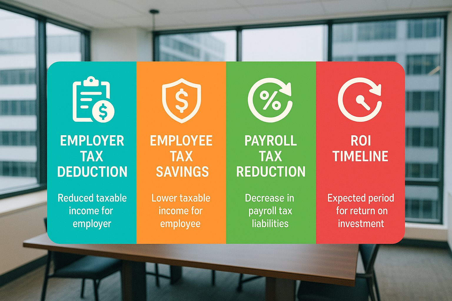 Step-by-step infographic guide showing employee real estate benefits process with numbered steps, icons, and professional corporate HR setting illustrating the complete implementation workflow