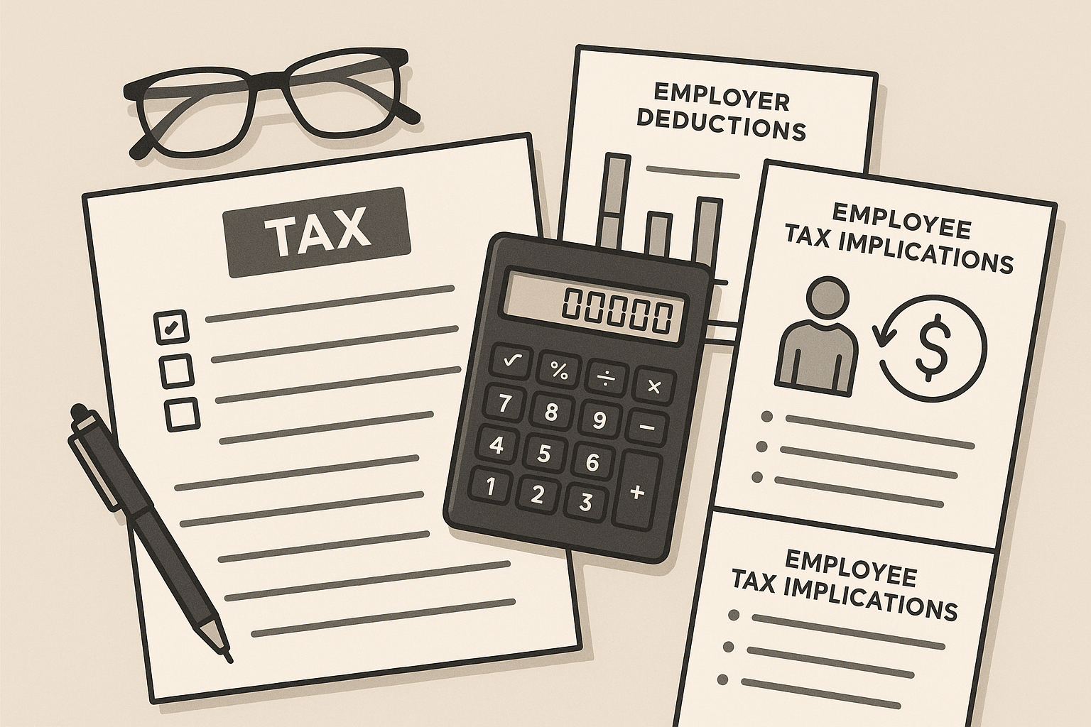 Employee housing benefits tax guide infographic showing employer deductions and employee tax implications