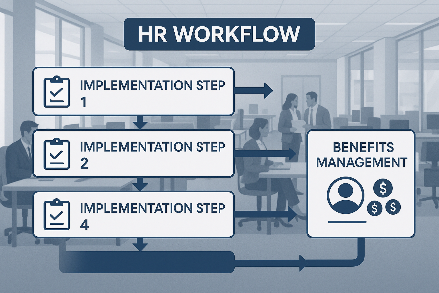 HR implementation workflow diagram for corporate housing assistance programs
