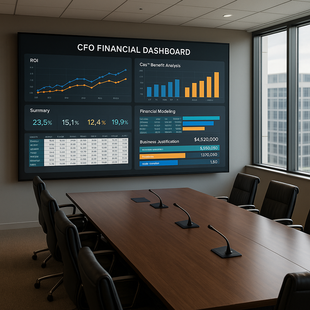 CFO financial analysis dashboard showing ROI calculations for employee housing benefits