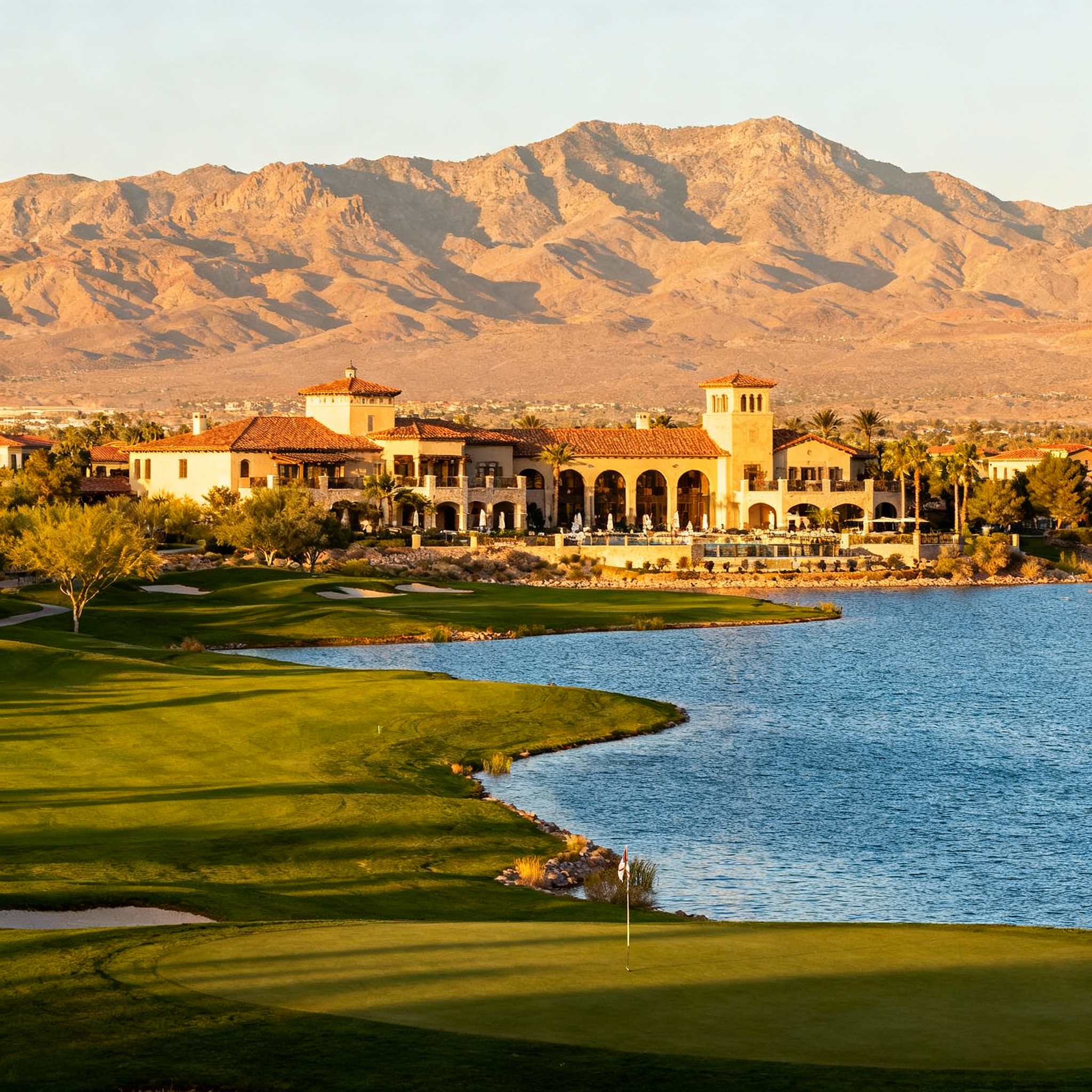 Reflection Bay Golf Club Lake Las Vegas Henderson Nevada showing Jack Nicklaus Signature design with pristine lake views and Mediterranean-style clubhouse