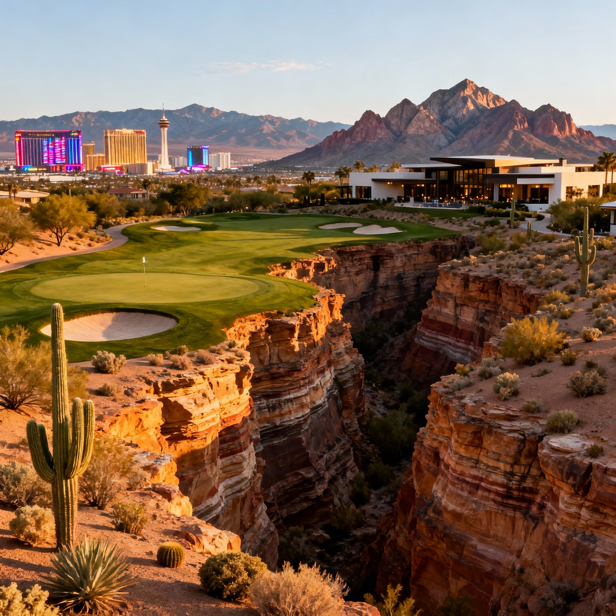 Rio Secco Golf Club Henderson Nevada showing championship Rees Jones design with Las Vegas Strip views and desert canyon terrain