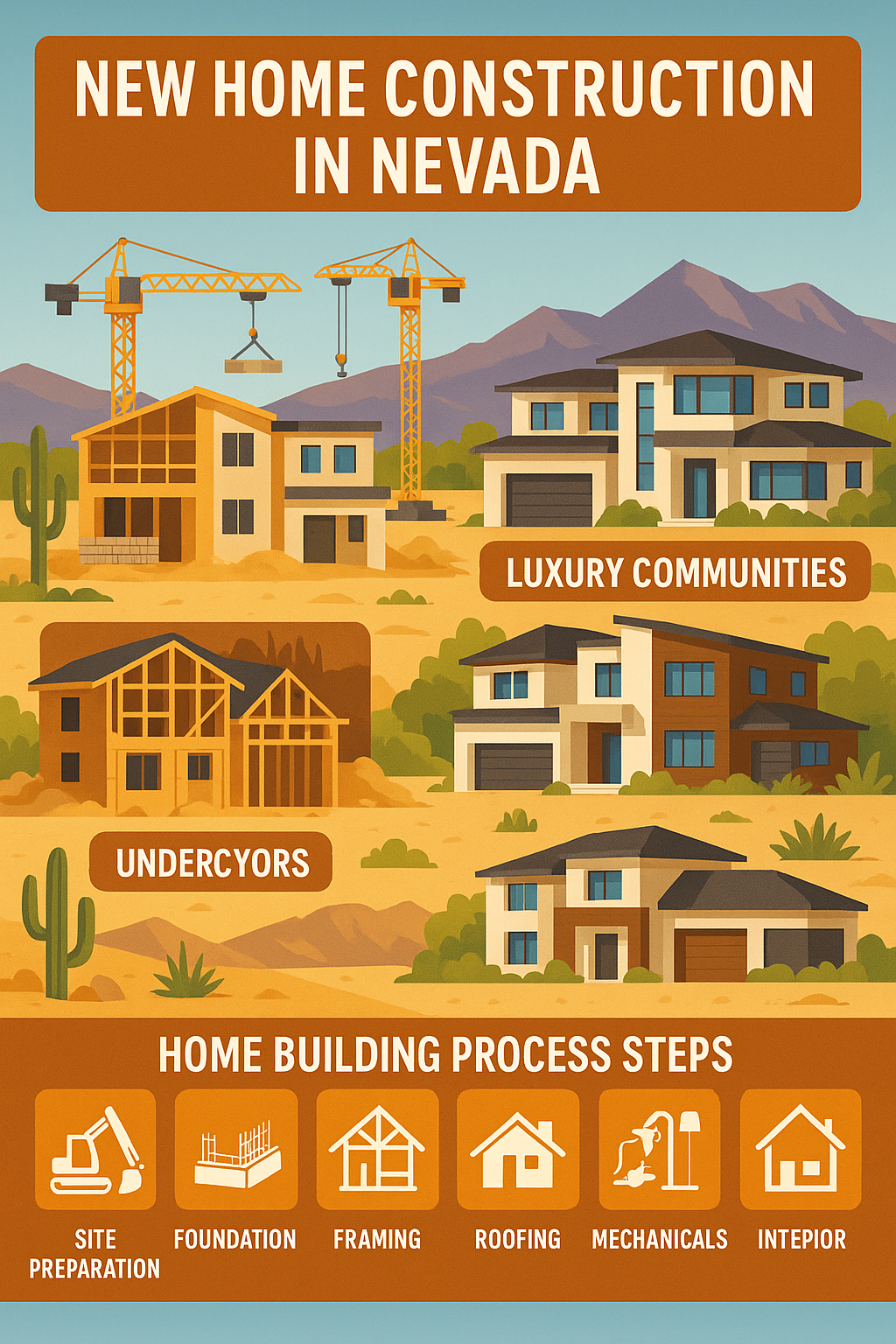 Nevada new home construction infographic showcasing modern home building and development opportunities