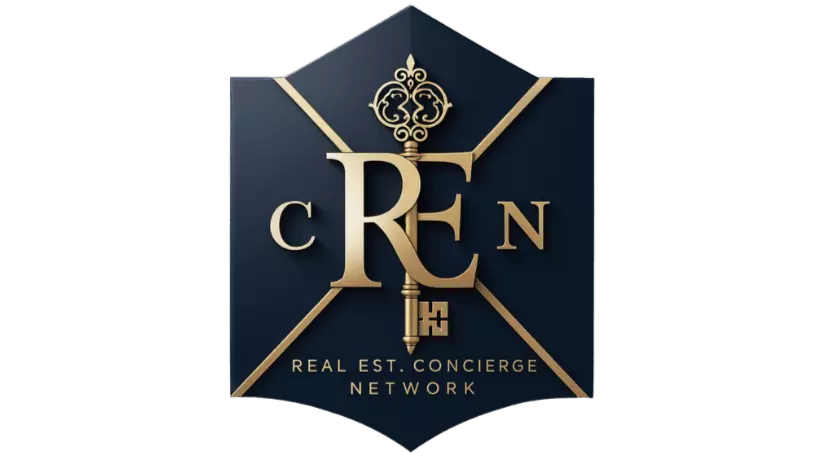 Real Estate Concierge Network logo featuring gold key and stylized CREN initials on navy shield