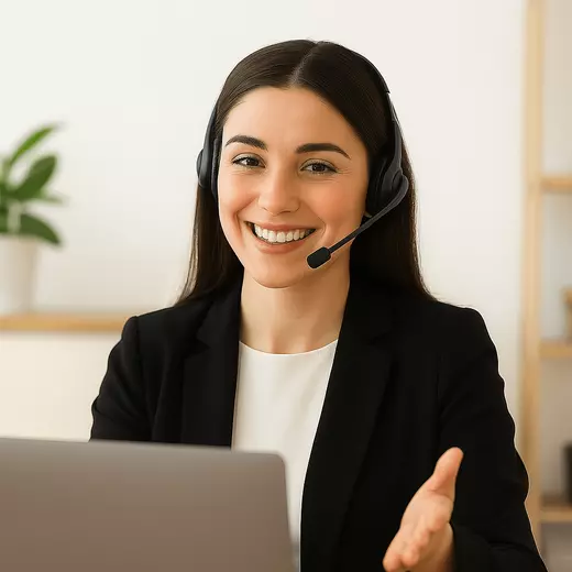 Smiling real estate concierge offering expert guidance and lifetime help.