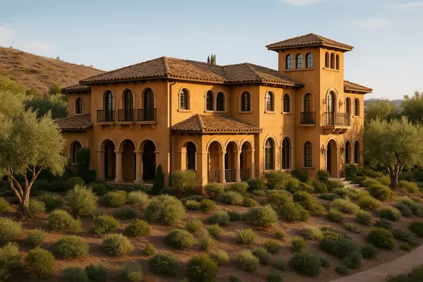 Seven Hills Henderson authentic Italian architecture featuring Tuscan design, Mediterranean styling, olive tree landscaping, and cultural sophistication that attracts celebrity residents