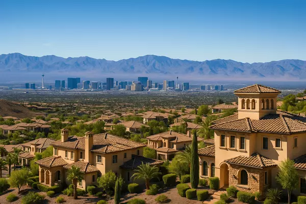 Capistrano Seven Hills scenic views featuring Las Vegas Strip vistas, mountain views, and elevated positioning showcasing Italian homes in Henderson Nevada