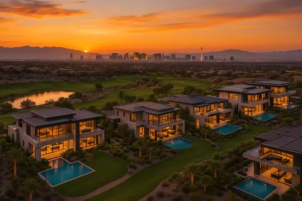 MacDonald Highlands ultra-luxury custom estates ranging $2M-$25M+ featuring contemporary architecture, Las Vegas Strip views, golf course frontage, and celebrity-level construction