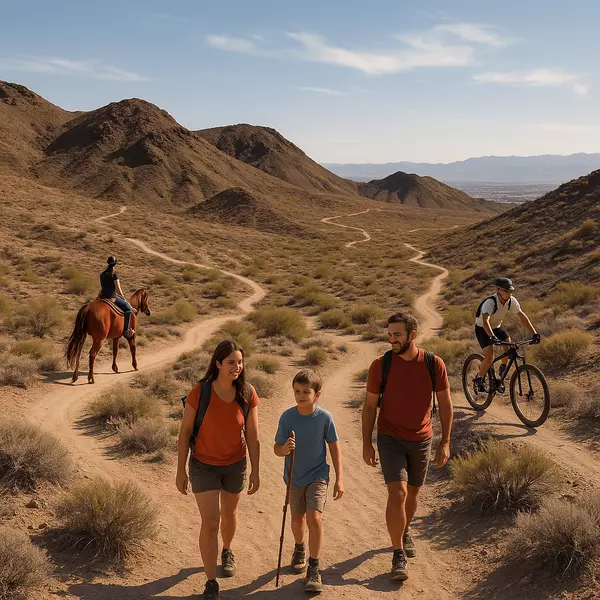 Foothills Henderson outdoor recreation featuring trails, hiking, mountain biking, desert activities, and family outdoor living in Black Mountains setting