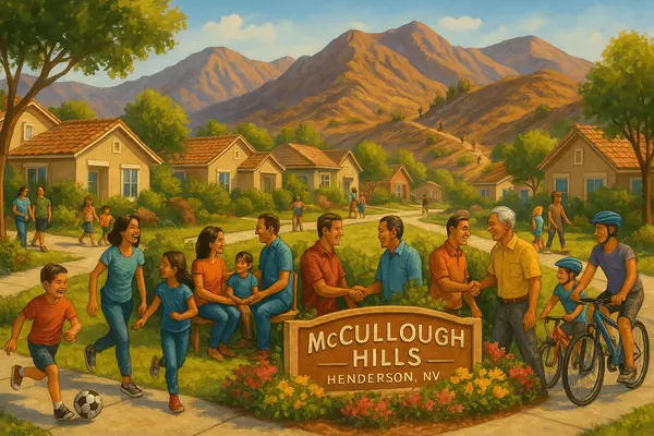 McCullough Hills Henderson family community culture featuring neighbors, established relationships, outdoor lifestyle focus, and mountain recreation in Nevada