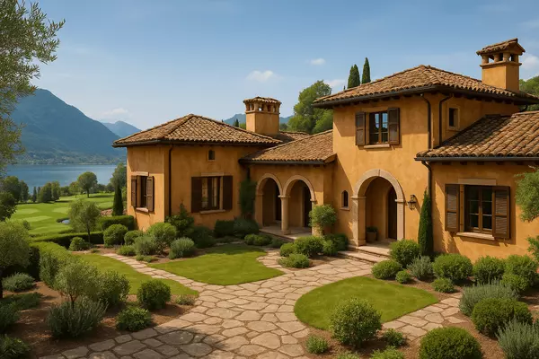 Tremezzo homes ranging 2,300-4,700 square feet featuring Italian Tuscan architecture, interior courtyards, luxury finishes, and panoramic Lake Las Vegas views