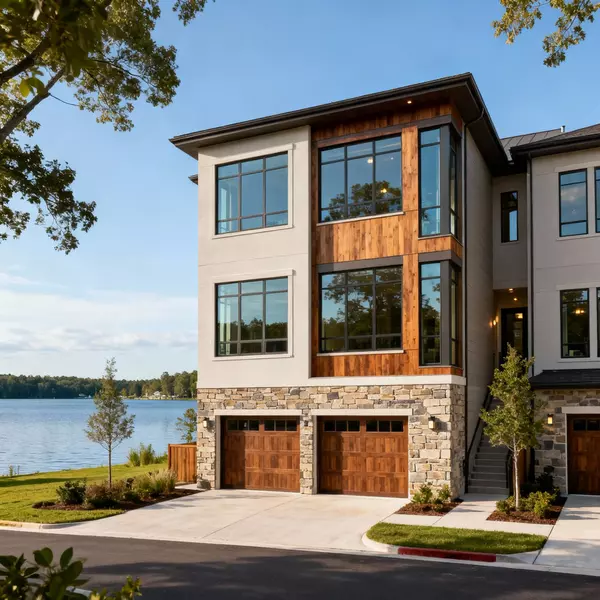 Vita Bella townhomes ranging 1,694-2,138 square feet featuring 3-story Toll Brothers architecture, modern open-concept designs, and lakefront positioning