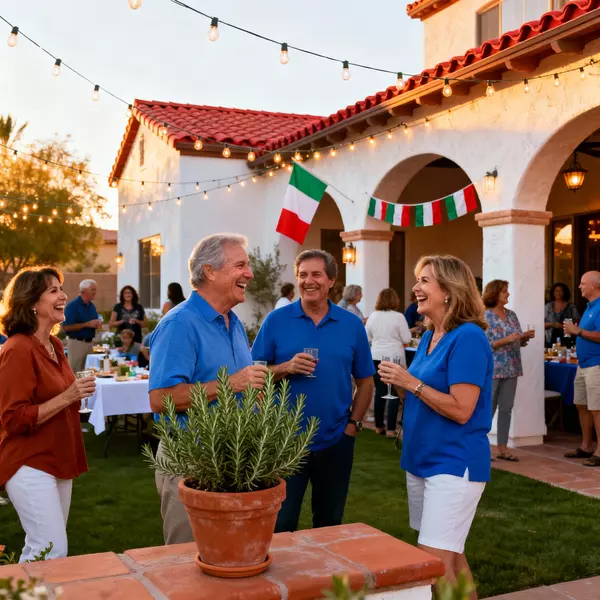 Tuscany Village community gathering featuring authentic Italian lifestyle events, Mediterranean culture, guard-gated community programming, and neighbor connections in Nevada