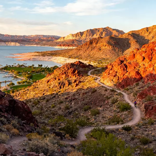 Henderson outdoor recreation featuring mountain hiking, biking, Lake Mead trails, desert adventure opportunities supporting Calico Ridge active mountain lifestyle