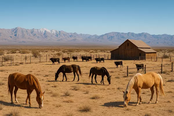 Moapa Nevada rural property with livestock, horses, and farming capabilities showing authentic ranch lifestyle on wide open desert lots