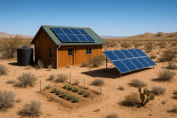 Moapa Nevada off-grid living featuring solar panels, rural self-sufficiency, sustainable desert homestead lifestyle, and energy independence opportunities