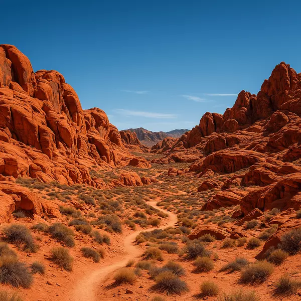 Valley of Fire State Park near Moapa Nevada featuring red rock formations, hiking trails, and outdoor recreation just minutes from rural homes