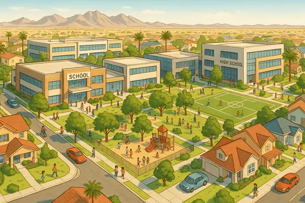 Enterprise Las Vegas schools and educational facilities showing family neighborhoods with students, educational excellence, and community commitment to children's success