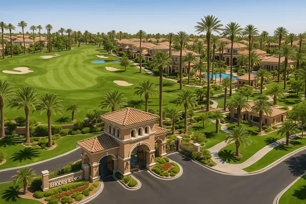 Rhodes Ranch Enterprise Las Vegas guard-gated golf course community featuring luxury homes, family amenities, championship golf, and comprehensive master planning