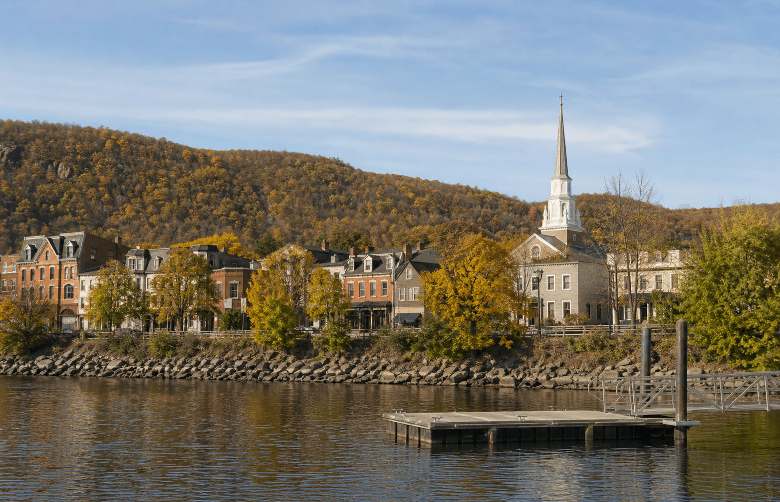 Riverside Hudson Valley village from the water's edge