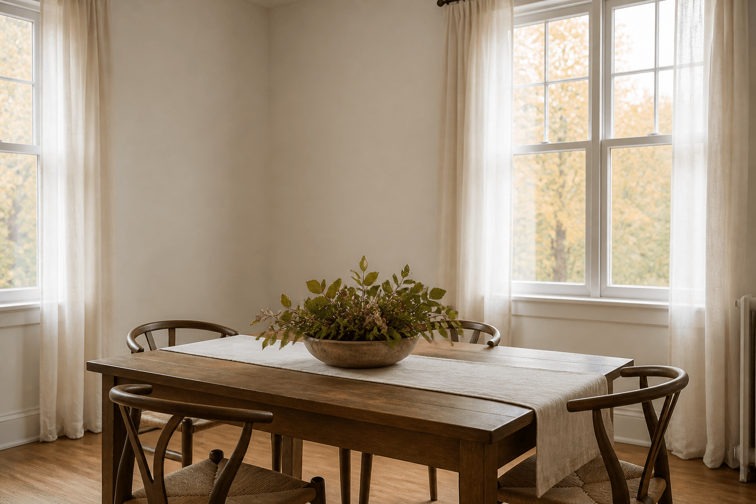 Dining area prepared for listing photography