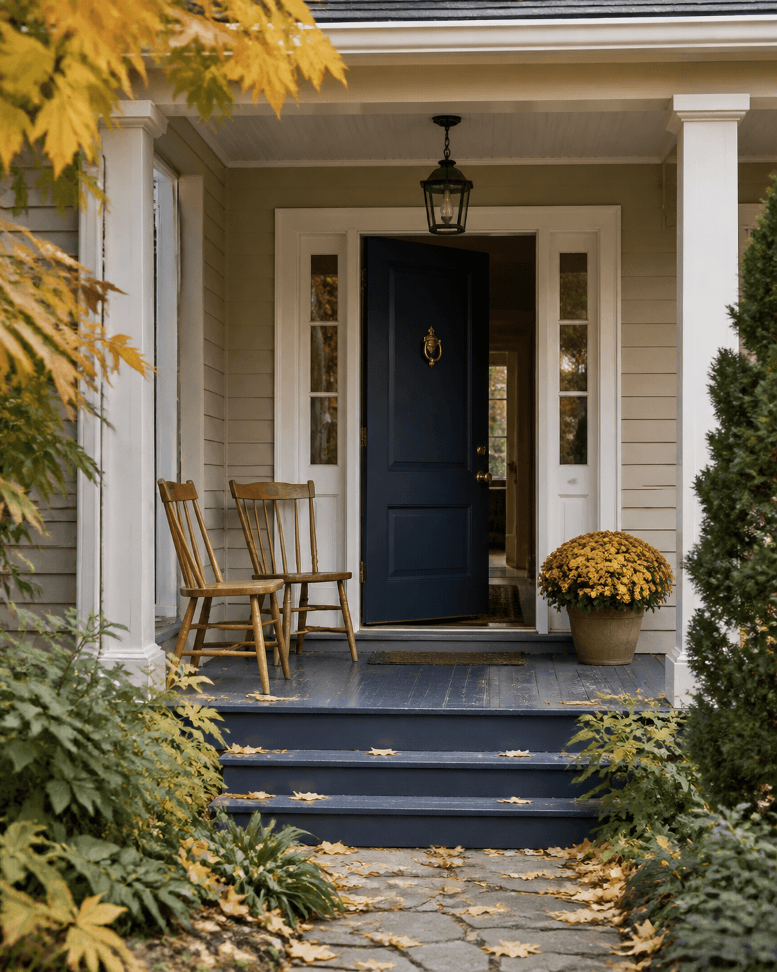 Covered front porch in the Hudson Valley