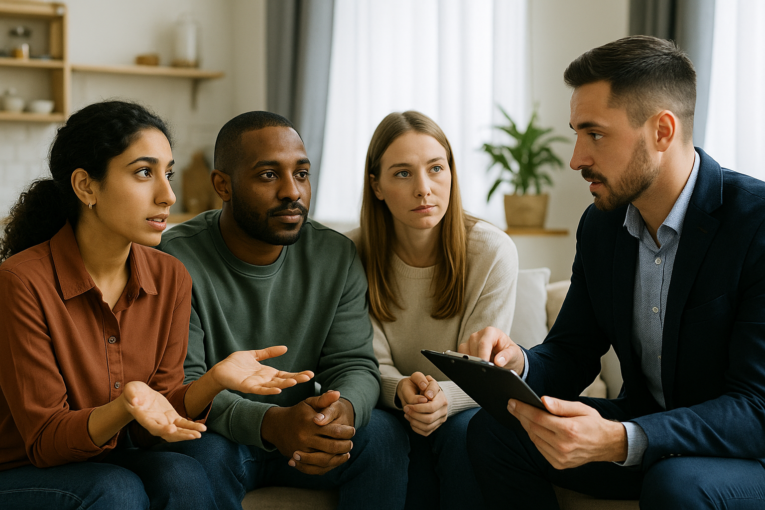 Ontario real estate agent reviewing the RECO Information Guide with a home buyer