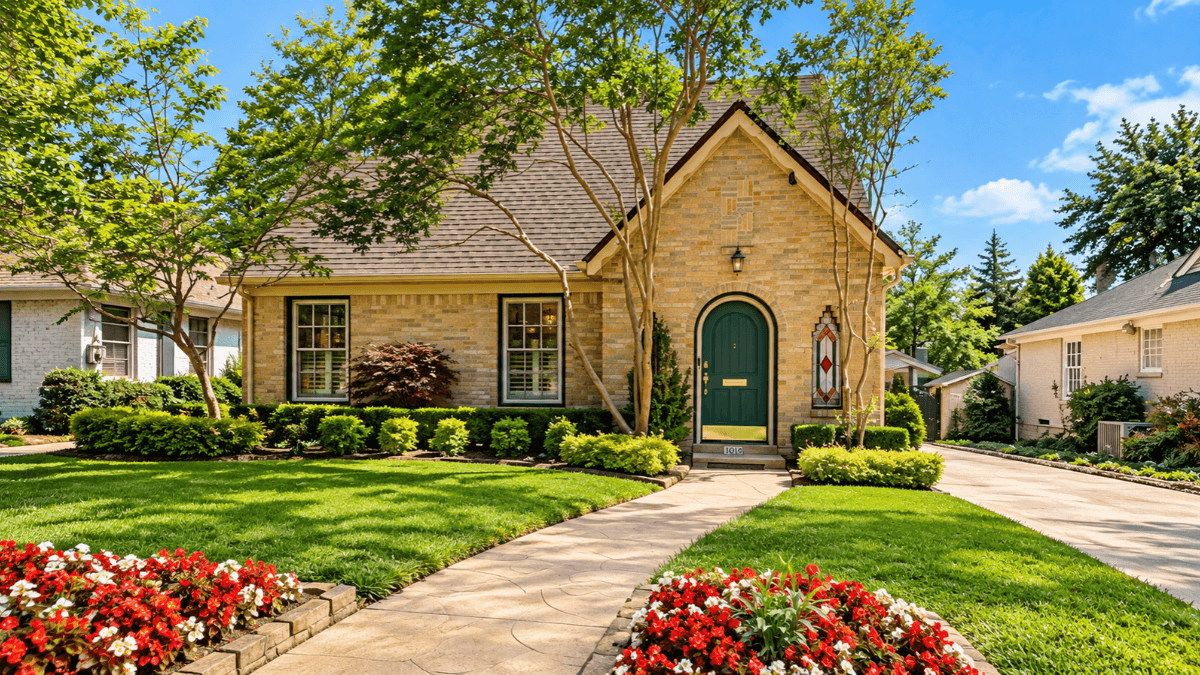 Historic Tudor-style home in Hollywood Heights and Santa Monica, an East Dallas conservation district known for 1920s architecture and mature trees