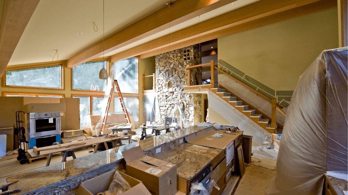 Dallas home renovation in progress with kitchen updates, construction materials and original architectural details