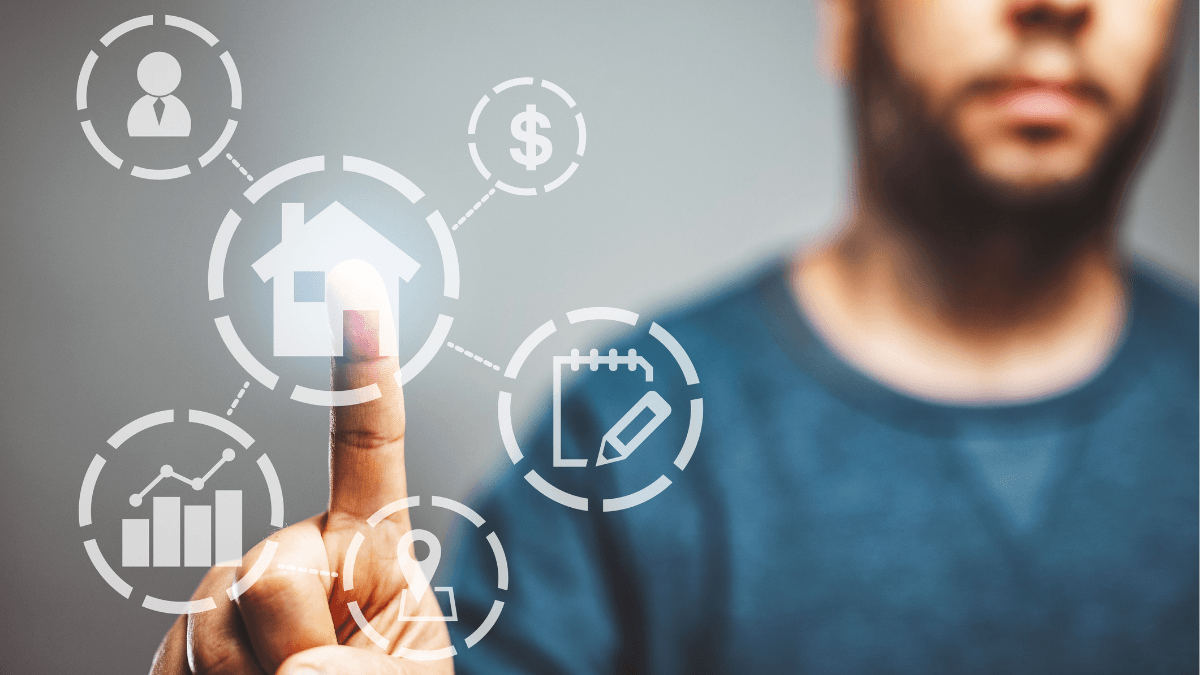Home valuation technology graphic with house, pricing and market data icons, illustrating the limits of Zillow Zestimates and why accurate Dallas home pricing requires local real estate expertise