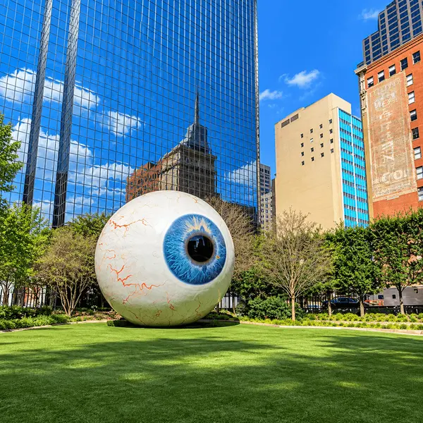 feature image of Dallas Has a Story for That  Why Is There a Giant Eyeball Downtown... and a Giant Jackass in McKinney?