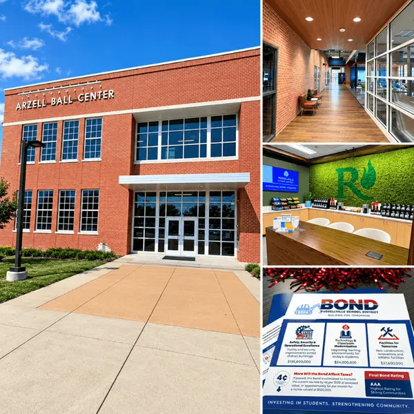 Part 1: Richardson ISD State of the District 2025. Richardson ISD Arzell Ball Center collage featuring district offices, interior spaces and 2025 bond information representing RISD priorities, planning and community investment