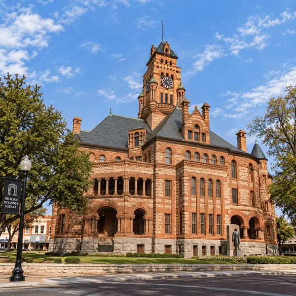 Part 9: Waxahachie, Texas. Historic Ellis County Courthouse in downtown Waxahachie, Texas, showcasing ornate Romanesque architecture and the small-town character of this easy day trip from Dallas.