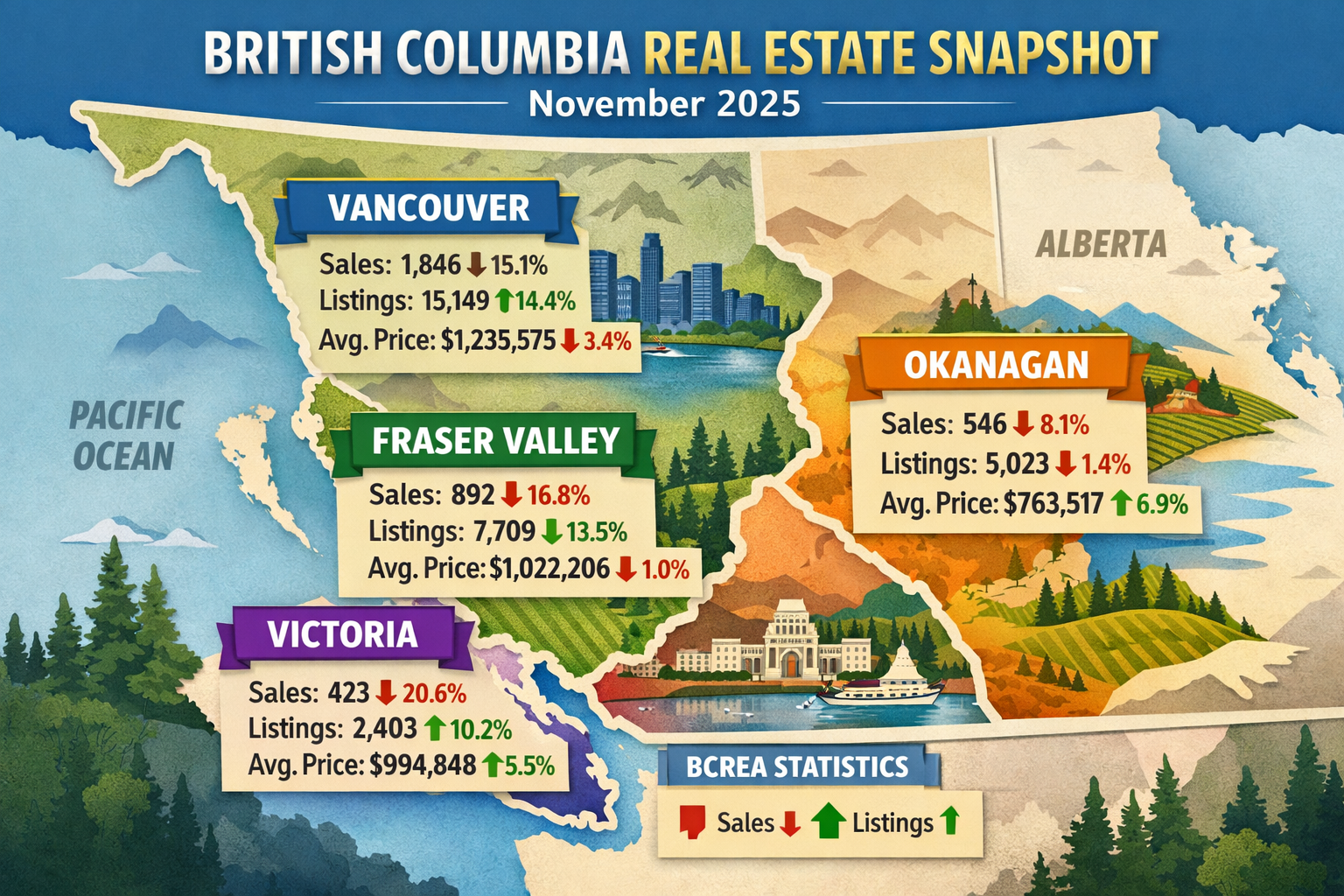 &ldquo;BC housing market update by region: Vancouver, Fraser Valley, Victoria, Okanagan&rdquo;