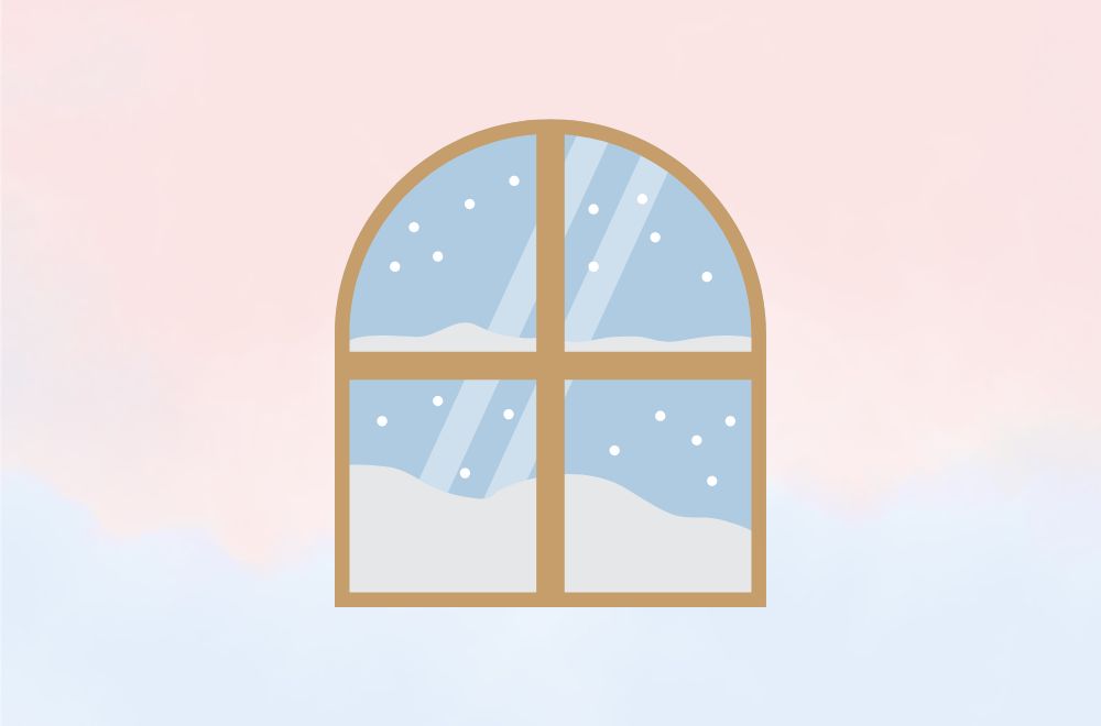 Graphic illustration of a window being sealed to improve home climate control and energy efficiency