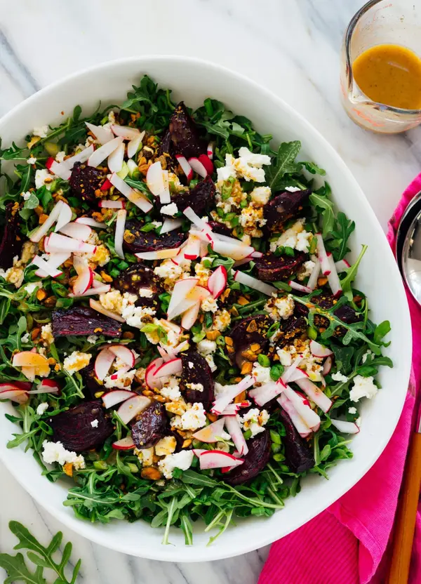 feature image of Roasted Beet Salad with Goat Cheese &amp; Pistachios