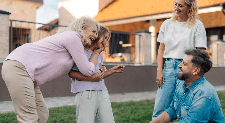 Family enjoying time together in a multi-generational home in North San Diego County