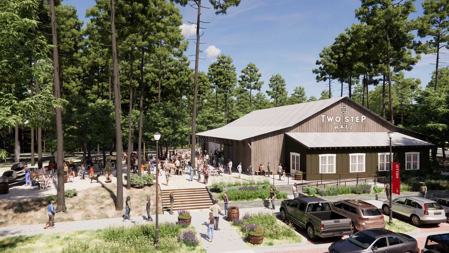 Two Step Farm neighborhood in Hockley with large lots, country-style landscape, and early-construction modern homes surrounded by open land.