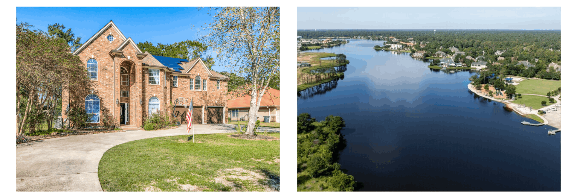 Homes and trails near Lake Woodlands in Panther Creek, a scenic village in The Woodlands, Texas.