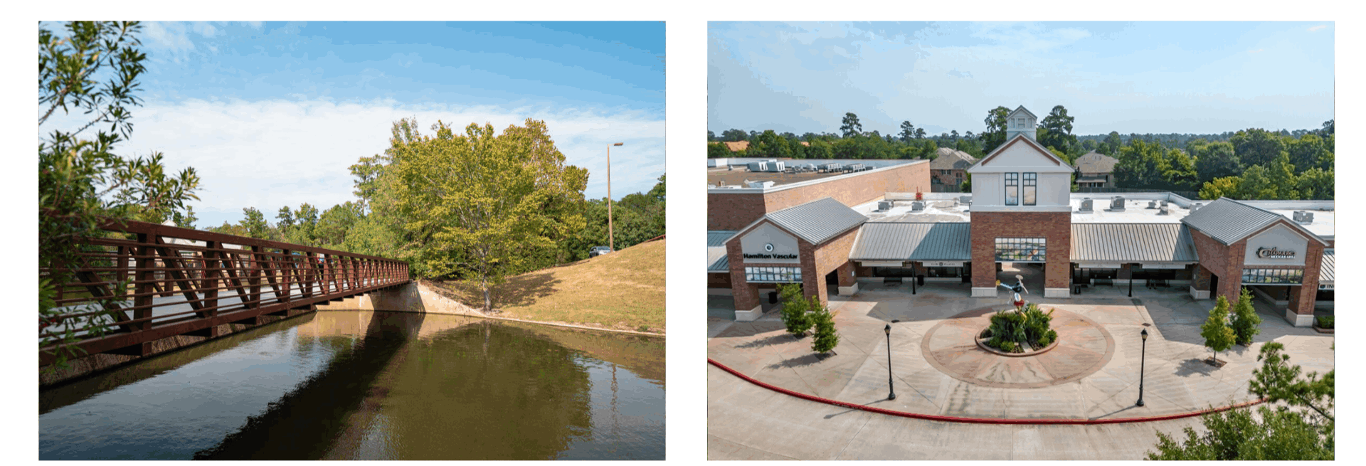 Family-friendly homes and neighborhood parks in Alden Bridge, a village in The Woodlands, Texas.