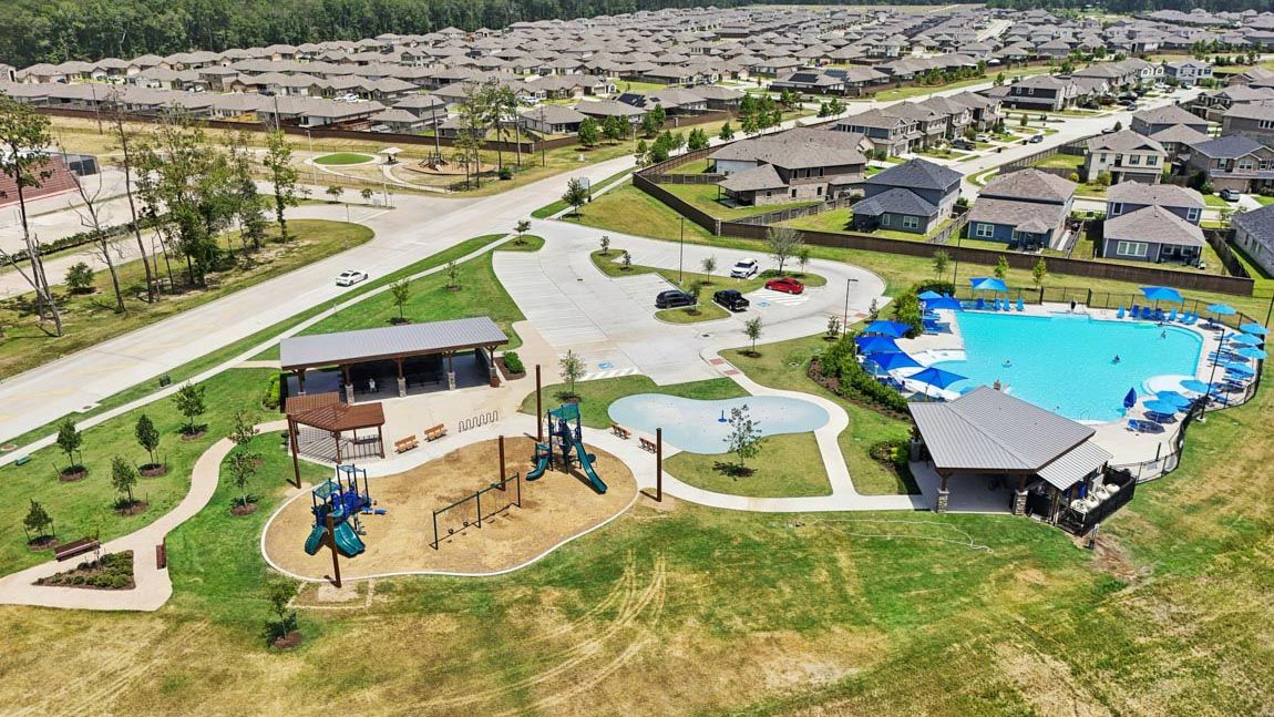 Harrington Trails community in New Caney, TX featuring suburban homes and neighborhood amenities