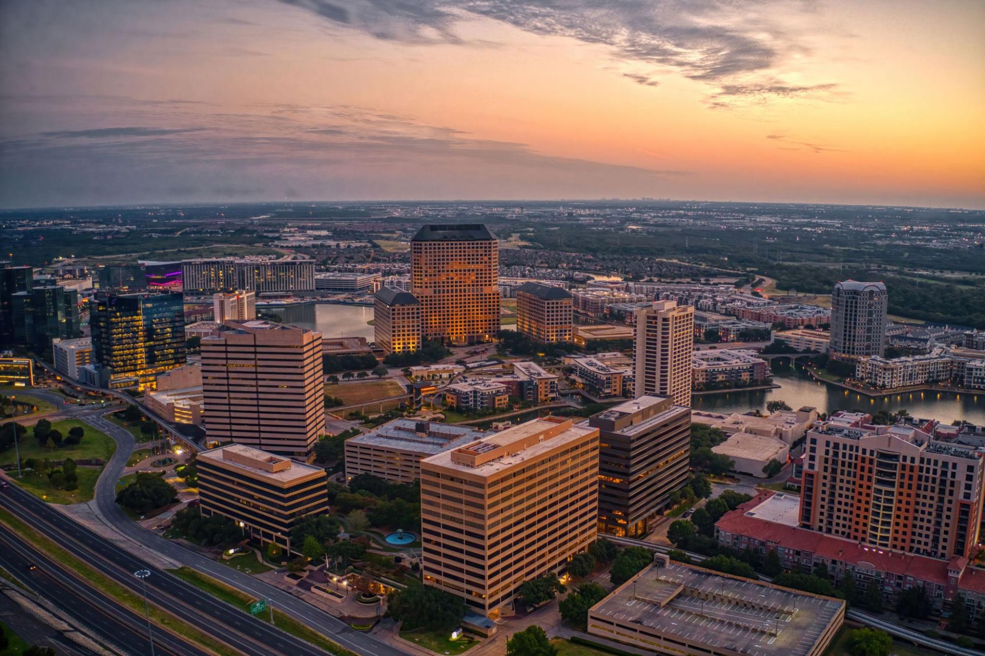 Downtown Dallas office towers and financial district
