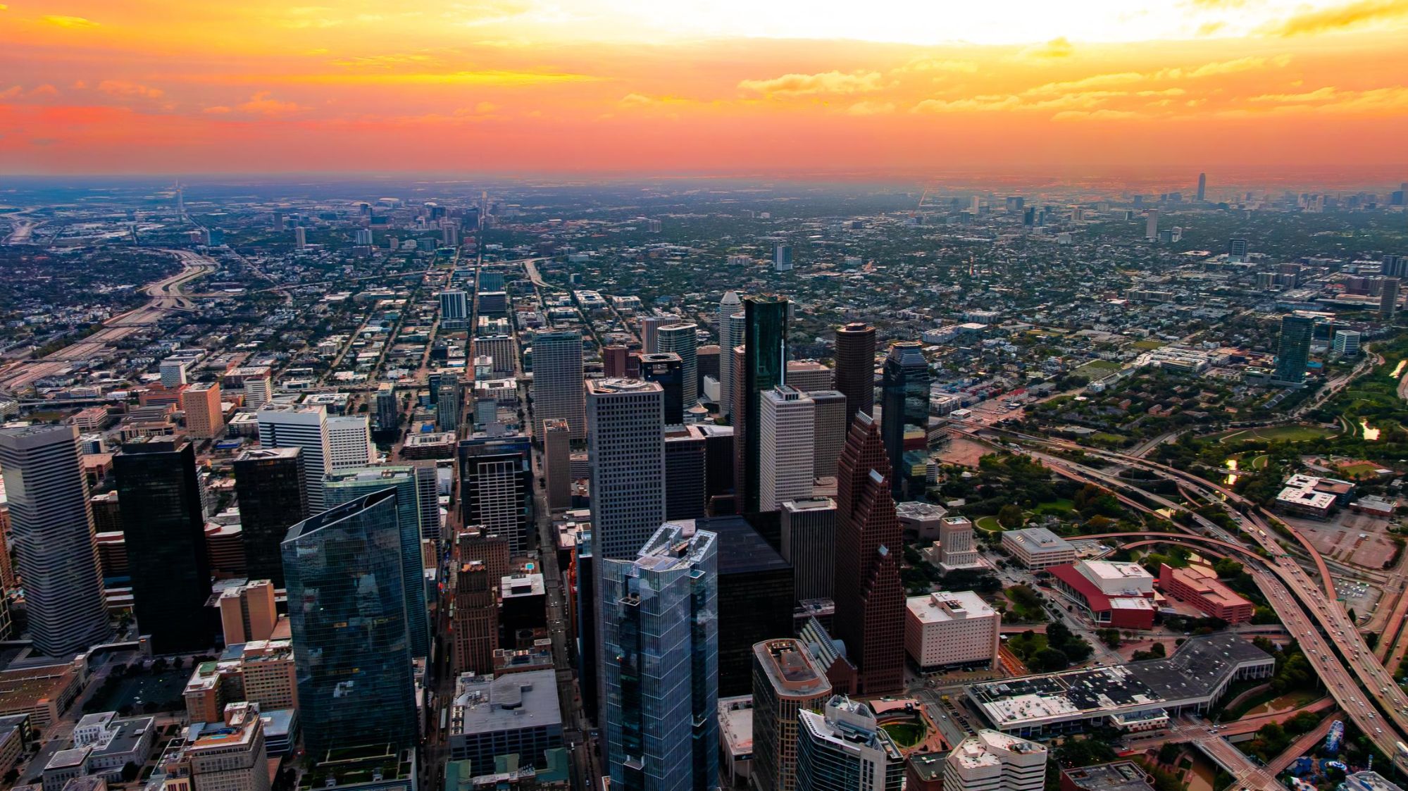 Houston Texas skyline at sunset representing the Houston real estate market in 2026