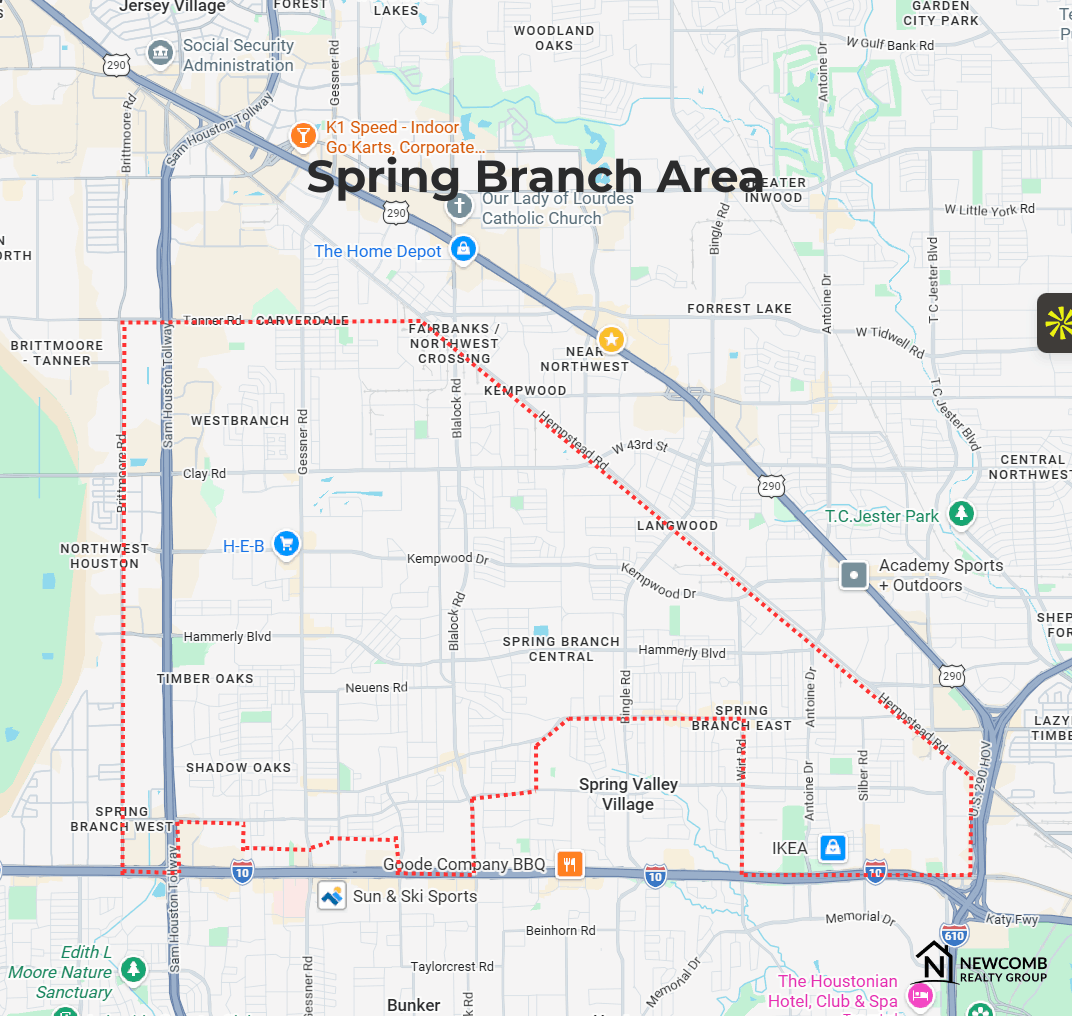 Map of spring branch area, houston tx