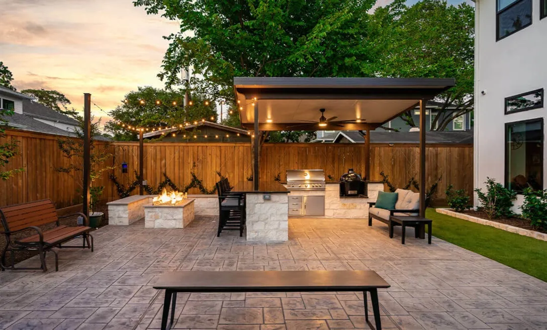 Outdoor living space with patio cover