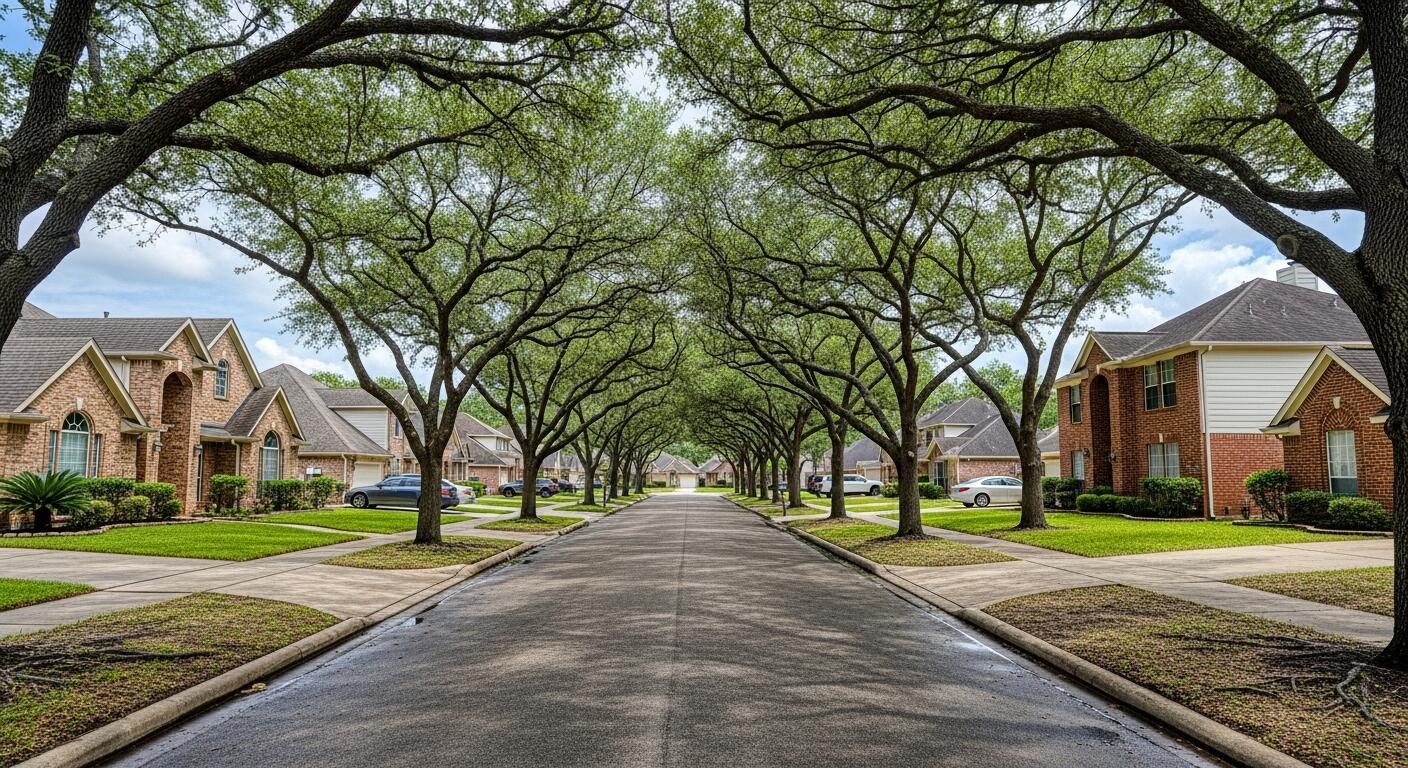 North Houston suburbs in Spring TX with mature trees