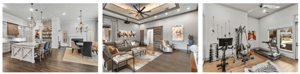 Interior spaces of luxury acreage home in Tomball TX showing open layout, natural light, and functional living design