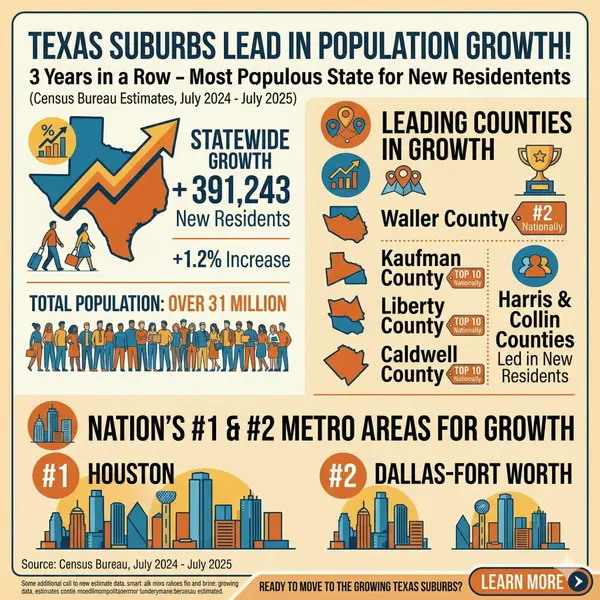 DFW & Houston Suburbs Lead in Population Growth, We can help