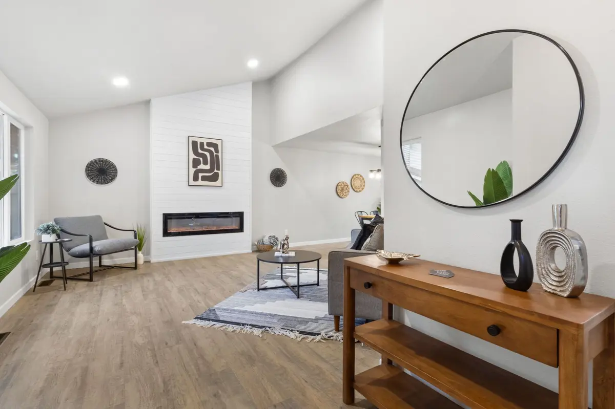 elegantly staged home with clean lines and modern textures and colors
