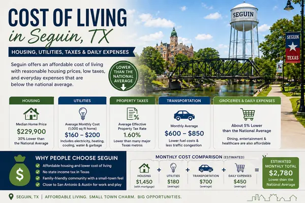 Cost of Living in Seguin TX: Housing, Utilities, Taxes & Daily Expenses,Yitzchak Pierson